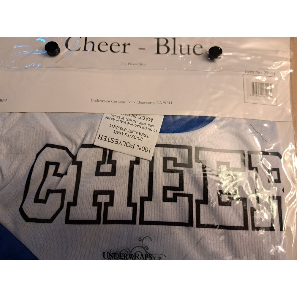 Underwraps Cheer Blue Cheerleader Costume Set Top Pleated Skirt Large 29844 - Picture 6 of 6